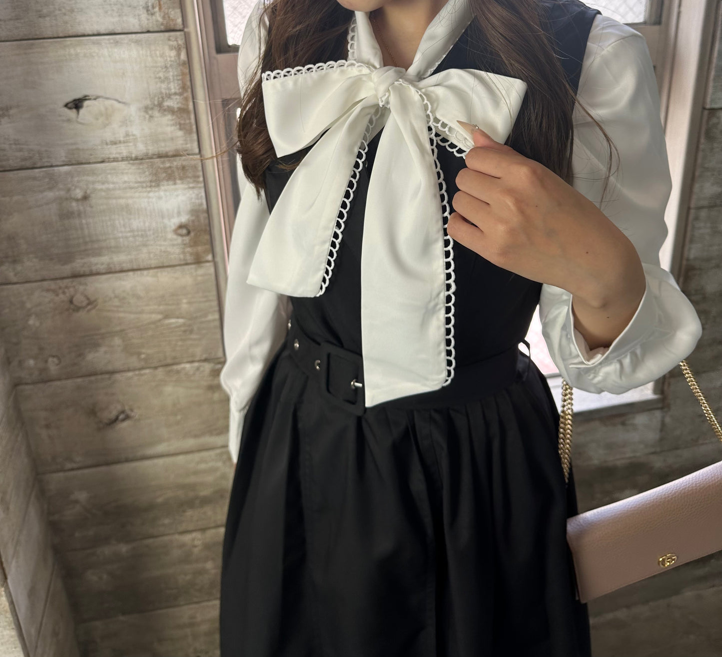 リボン付きブラウス【ホワイト】