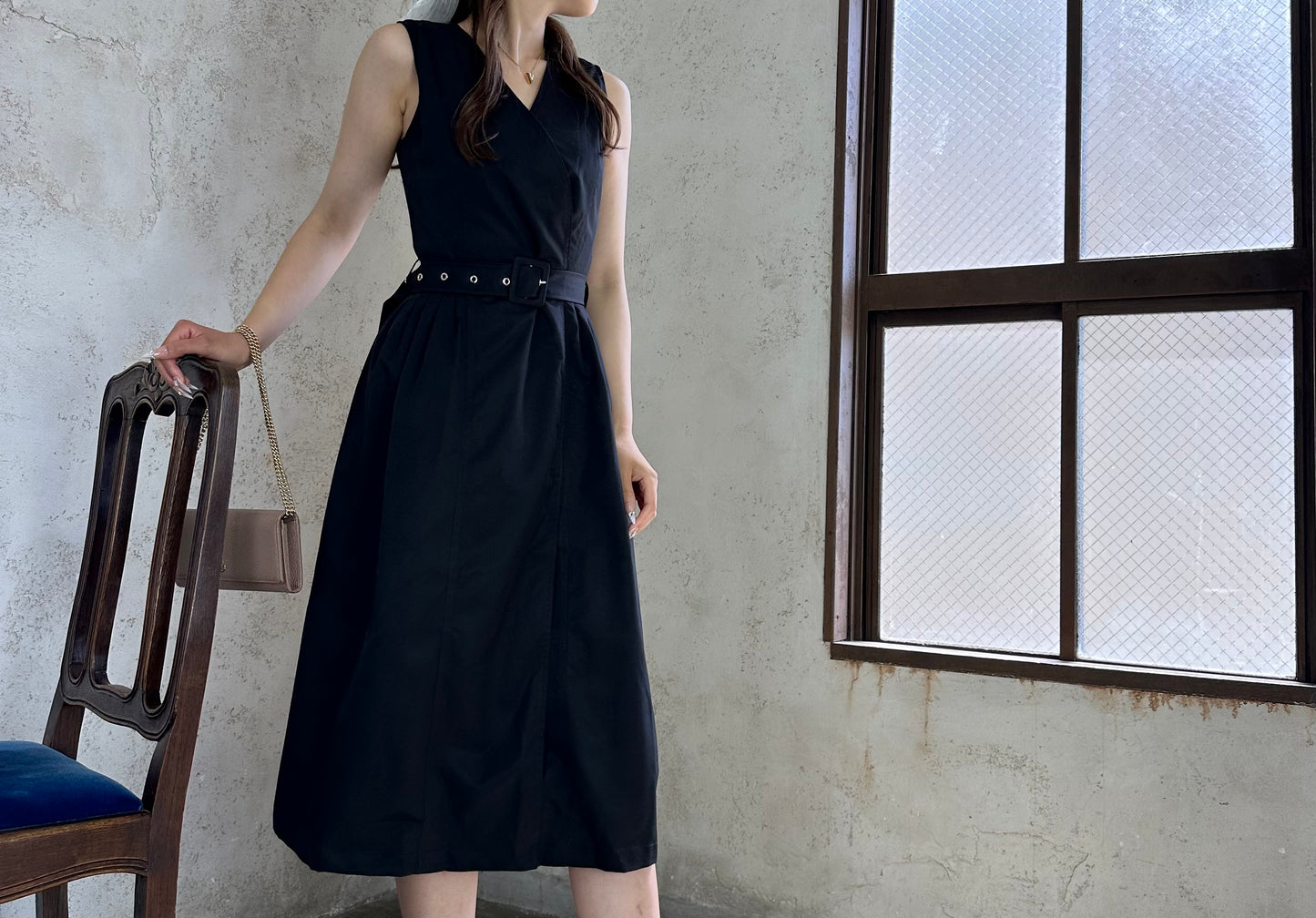 ショートコート付きトレンチ風ワンピースセット