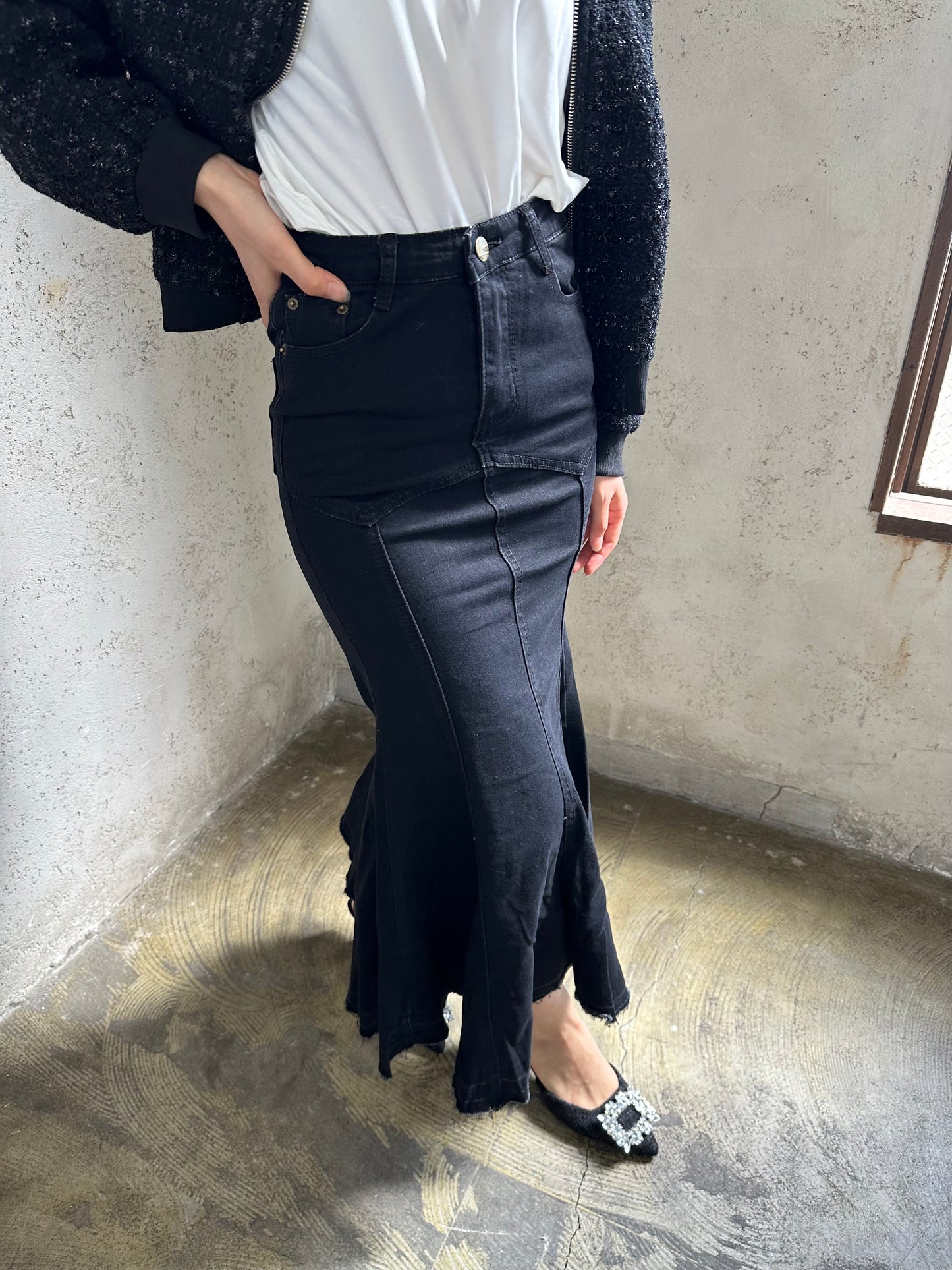 ストレッチ素材マーメイドデニムスカート