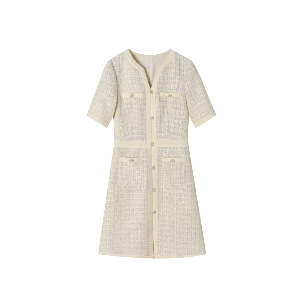 ホワイトツイードエレガンスワンピ