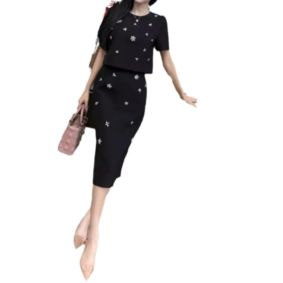 ビジュー付きスカートセットアップ