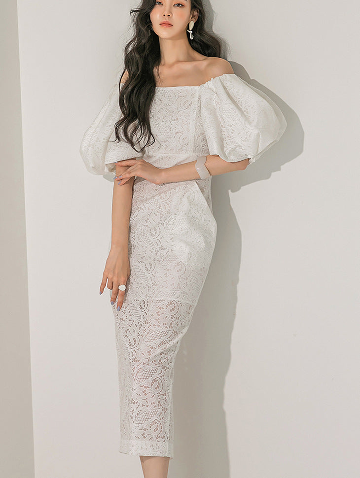 パフスリーブオフショルワンピース