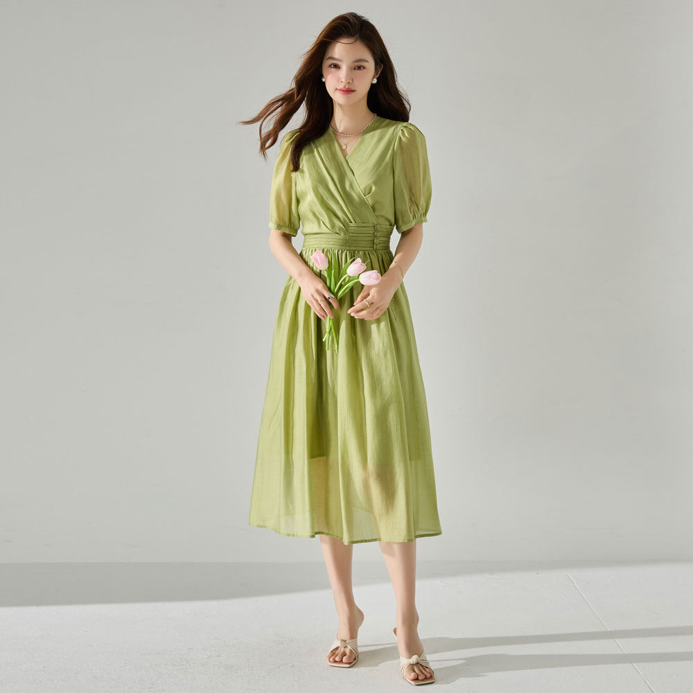 3カラー展開シフォンフレアワンピース