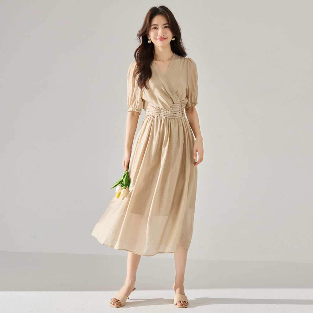 3カラー展開シフォンフレアワンピース