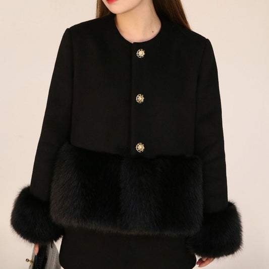 ファー切り替えショートコート