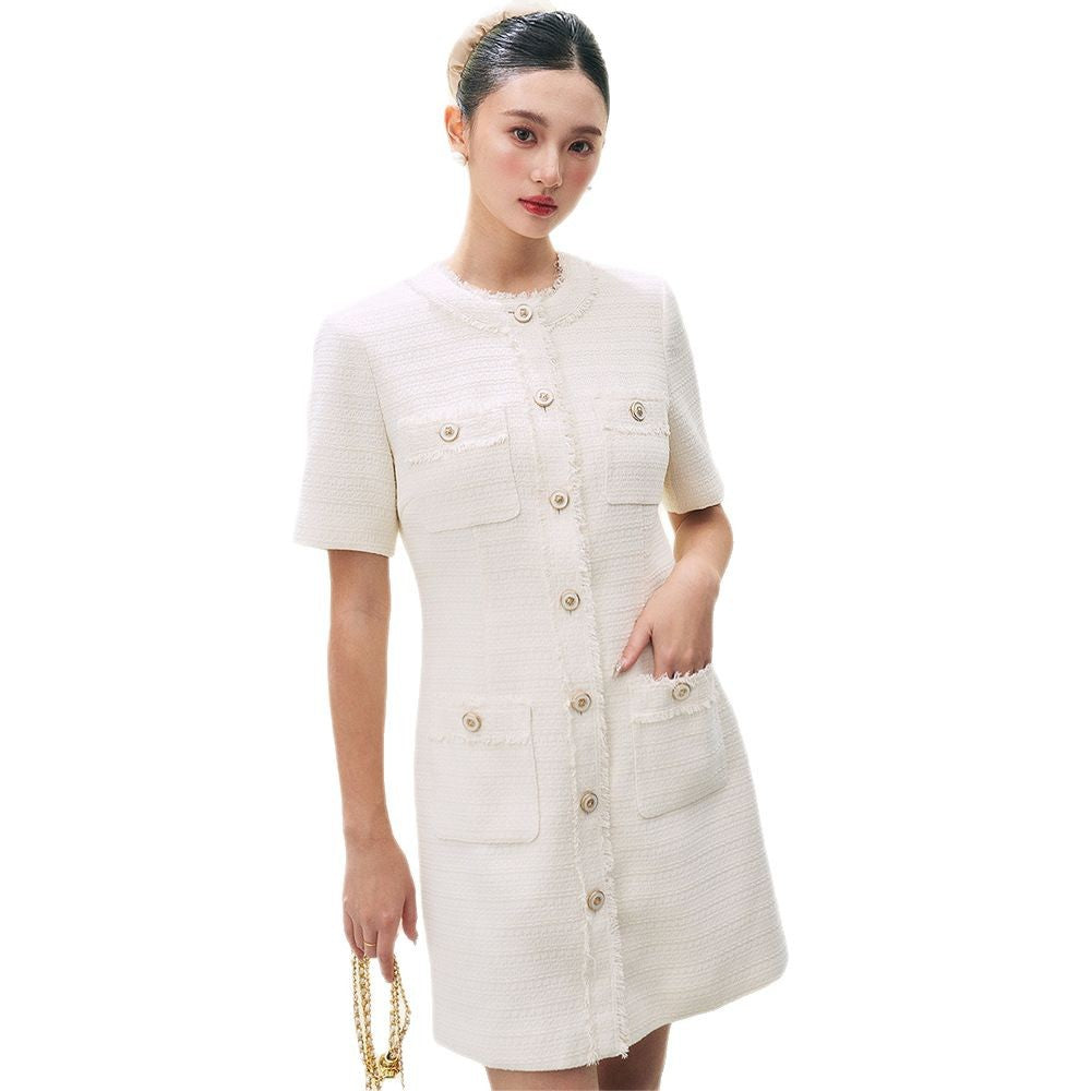 フレンチツイードホワイトワンピース