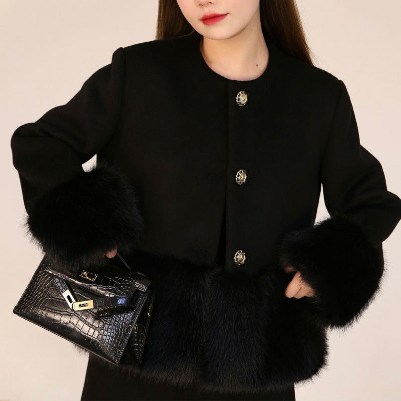 ファー切り替えショートコート