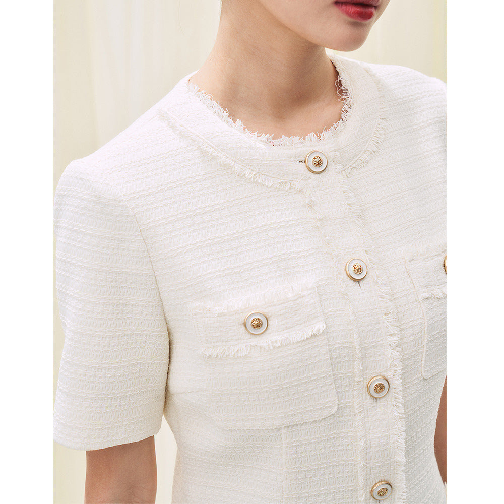 フレンチツイードホワイトワンピース