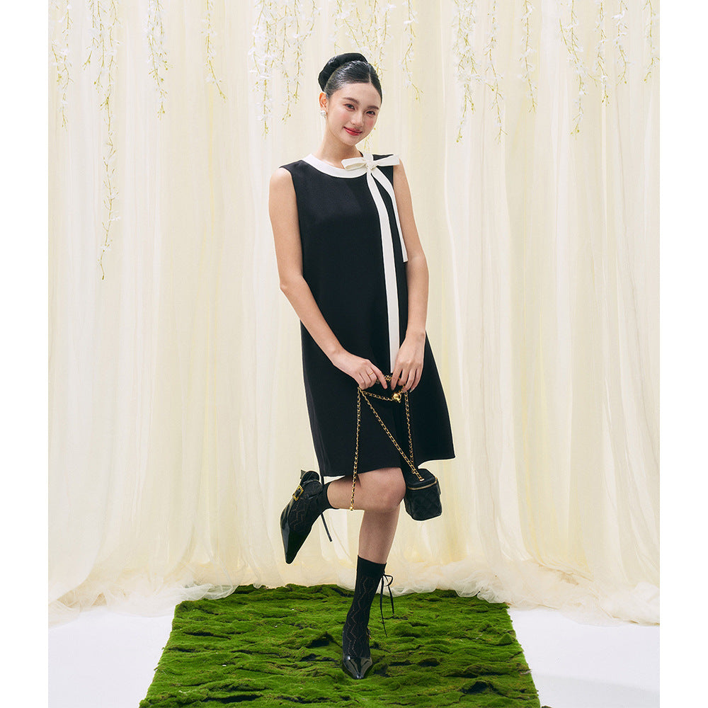 フレンチリボンブラックワンピース