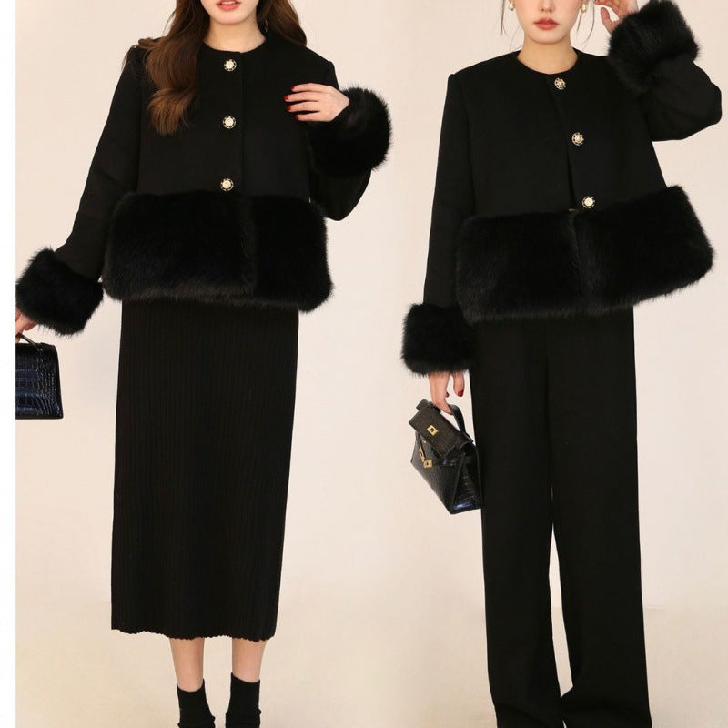 ファー切り替えショートコート