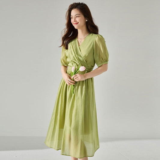 3カラー展開シフォンフレアワンピース