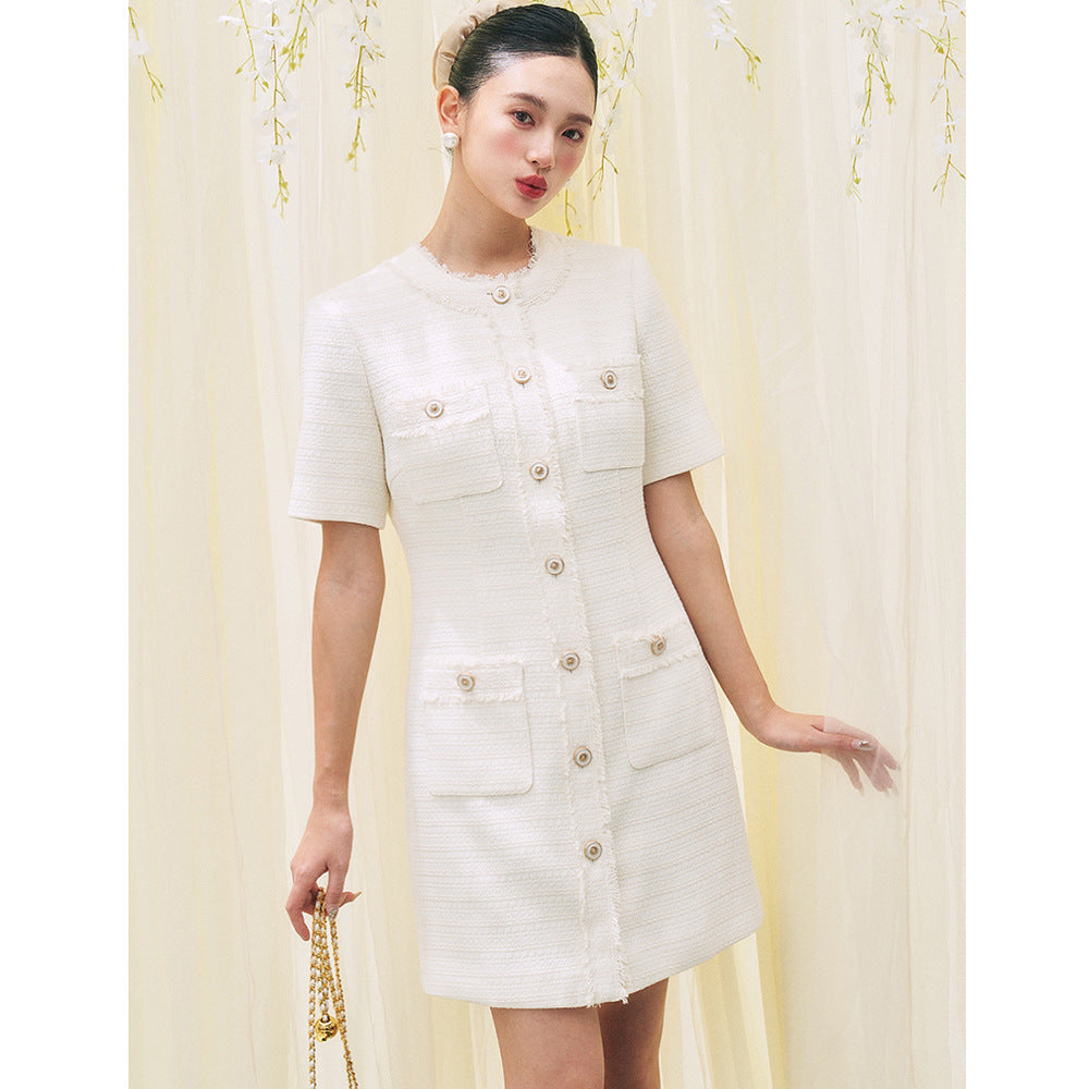 フレンチツイードホワイトワンピース