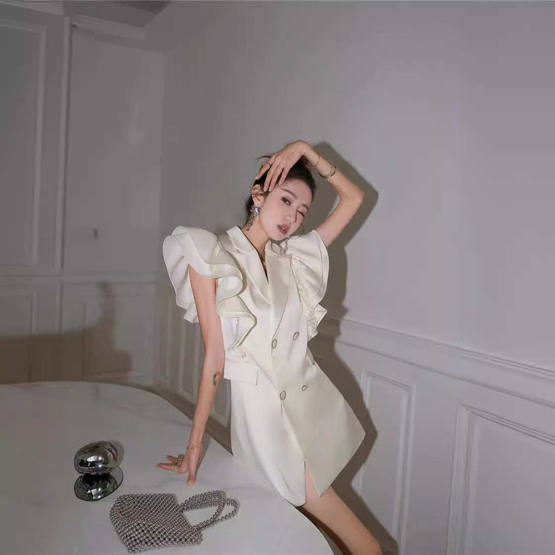 ノースリーブトレンチ風ミニワンピース
