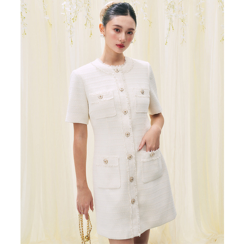 フレンチツイードホワイトワンピース